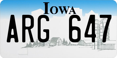 IA license plate ARG647