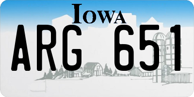 IA license plate ARG651