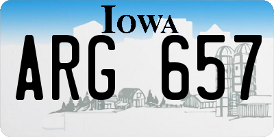 IA license plate ARG657
