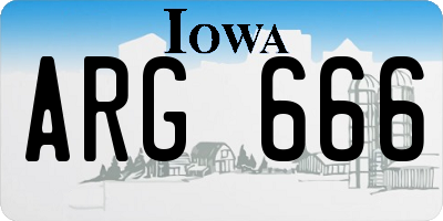 IA license plate ARG666