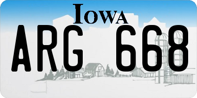 IA license plate ARG668