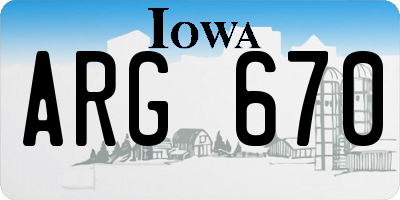 IA license plate ARG670