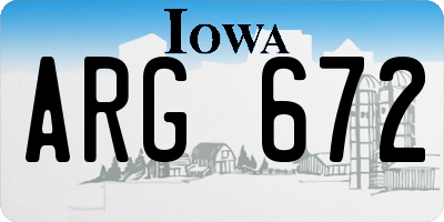 IA license plate ARG672