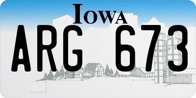 IA license plate ARG673
