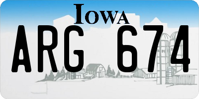 IA license plate ARG674