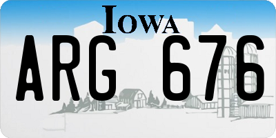 IA license plate ARG676