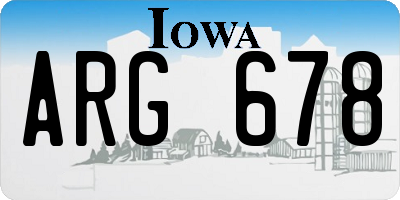 IA license plate ARG678