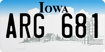 IA license plate ARG681