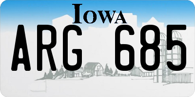 IA license plate ARG685