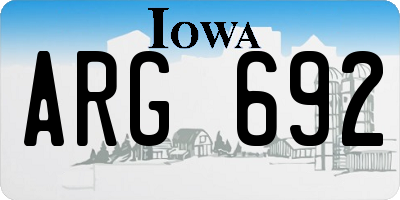 IA license plate ARG692
