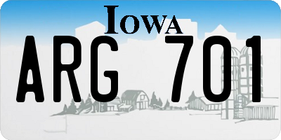 IA license plate ARG701