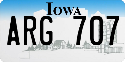 IA license plate ARG707