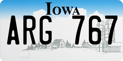 IA license plate ARG767