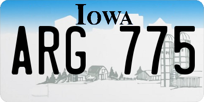 IA license plate ARG775