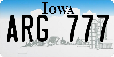 IA license plate ARG777