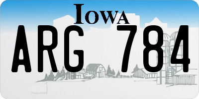 IA license plate ARG784