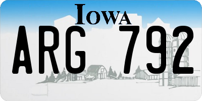 IA license plate ARG792