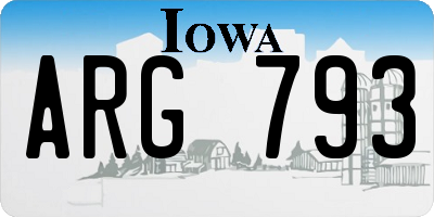 IA license plate ARG793