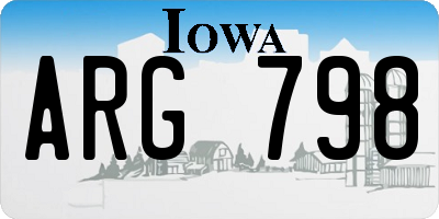 IA license plate ARG798