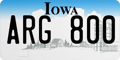 IA license plate ARG800