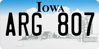 IA license plate ARG807