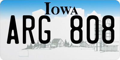 IA license plate ARG808