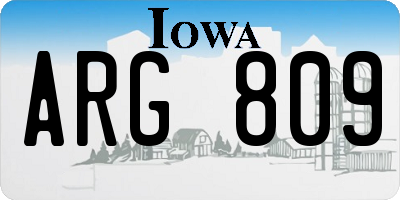 IA license plate ARG809