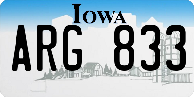 IA license plate ARG833