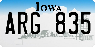 IA license plate ARG835