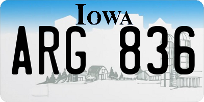 IA license plate ARG836