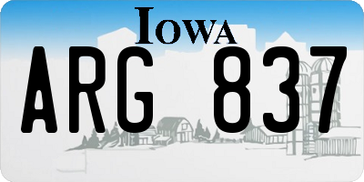 IA license plate ARG837
