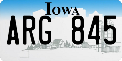 IA license plate ARG845