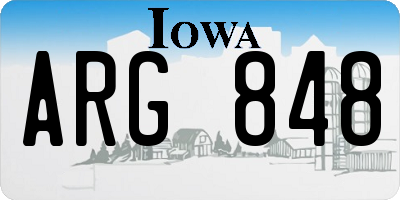 IA license plate ARG848