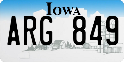 IA license plate ARG849