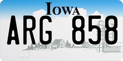 IA license plate ARG858