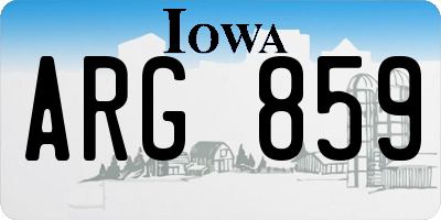 IA license plate ARG859
