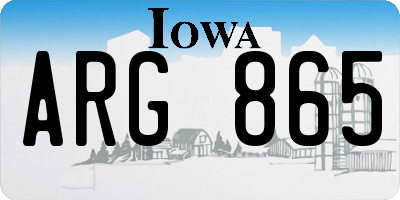 IA license plate ARG865