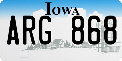 IA license plate ARG868