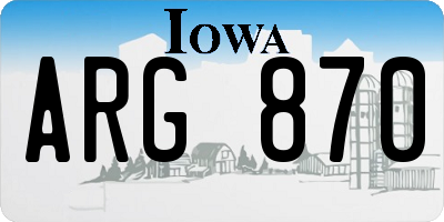 IA license plate ARG870