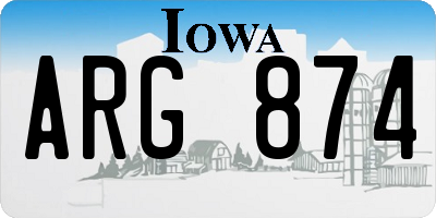 IA license plate ARG874