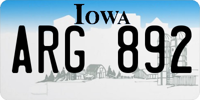 IA license plate ARG892