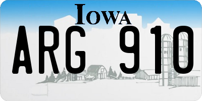 IA license plate ARG910