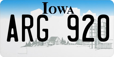 IA license plate ARG920