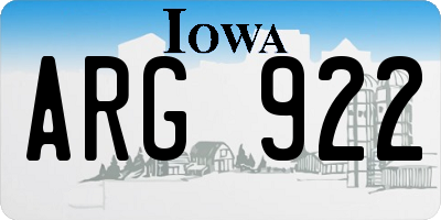 IA license plate ARG922
