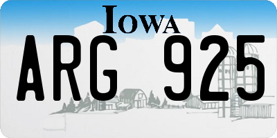 IA license plate ARG925
