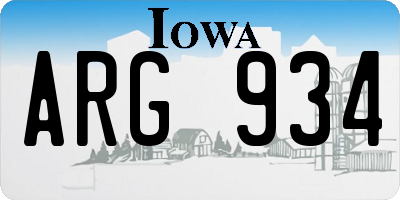 IA license plate ARG934