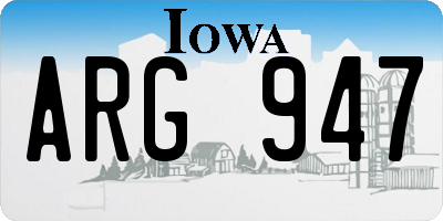 IA license plate ARG947