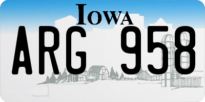 IA license plate ARG958