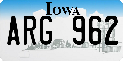 IA license plate ARG962