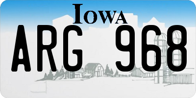 IA license plate ARG968